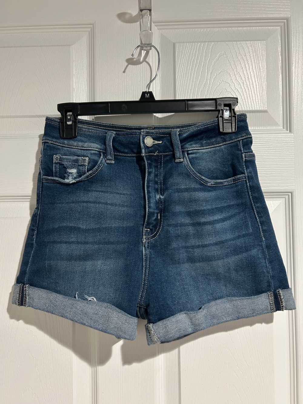 KanCan Dark Blue Denim Cuffed Jean Shorts